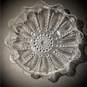 MCM - Vintage Hobnail Depression Glass Candy Dish With Scalloped Edge